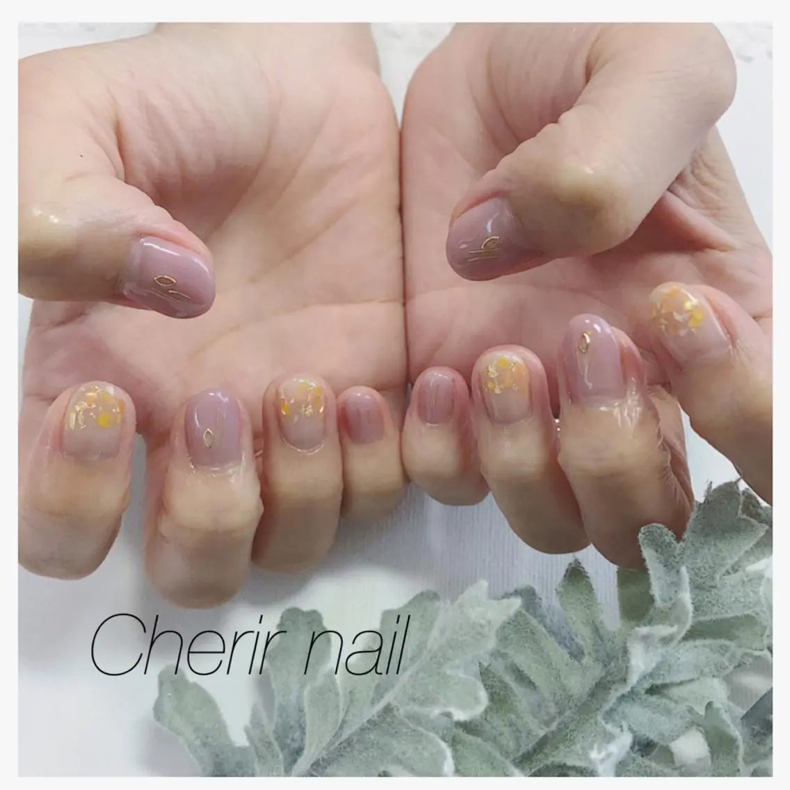 ネイル クリアネイル ピンク ショートネイル シンプルネイル Cherirnail kaoriのネイルデザイン