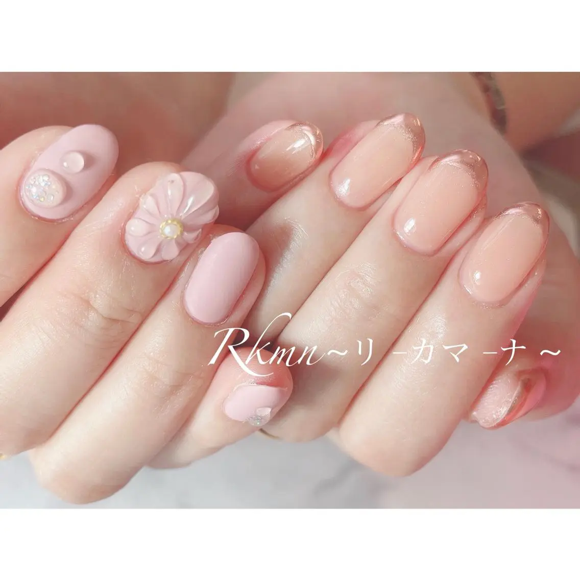 ネイル アートネイル フラワーネイル フレンチネイル ジェルネイル グラデーション ハンドネイル フットネイル ハンドケア Rkmn ~リ-カマ-ナ~のネイルデザイン