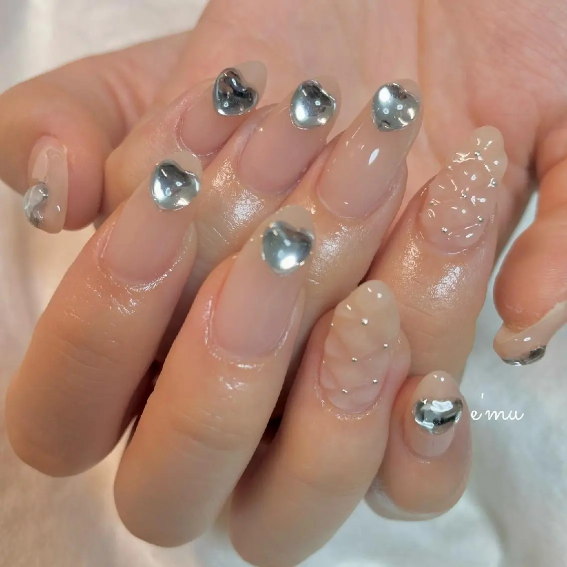 ネイル ハート 春ネイル nail salon e'mu💐のネイルデザイン