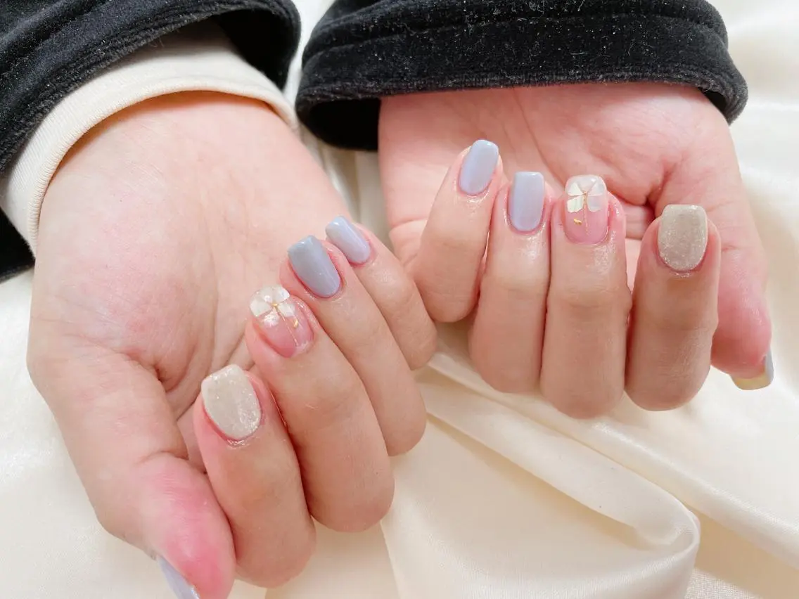 ネイル フラワーネイル 春ネイル ハンドネイル kikinail 溝の口のネイルデザイン