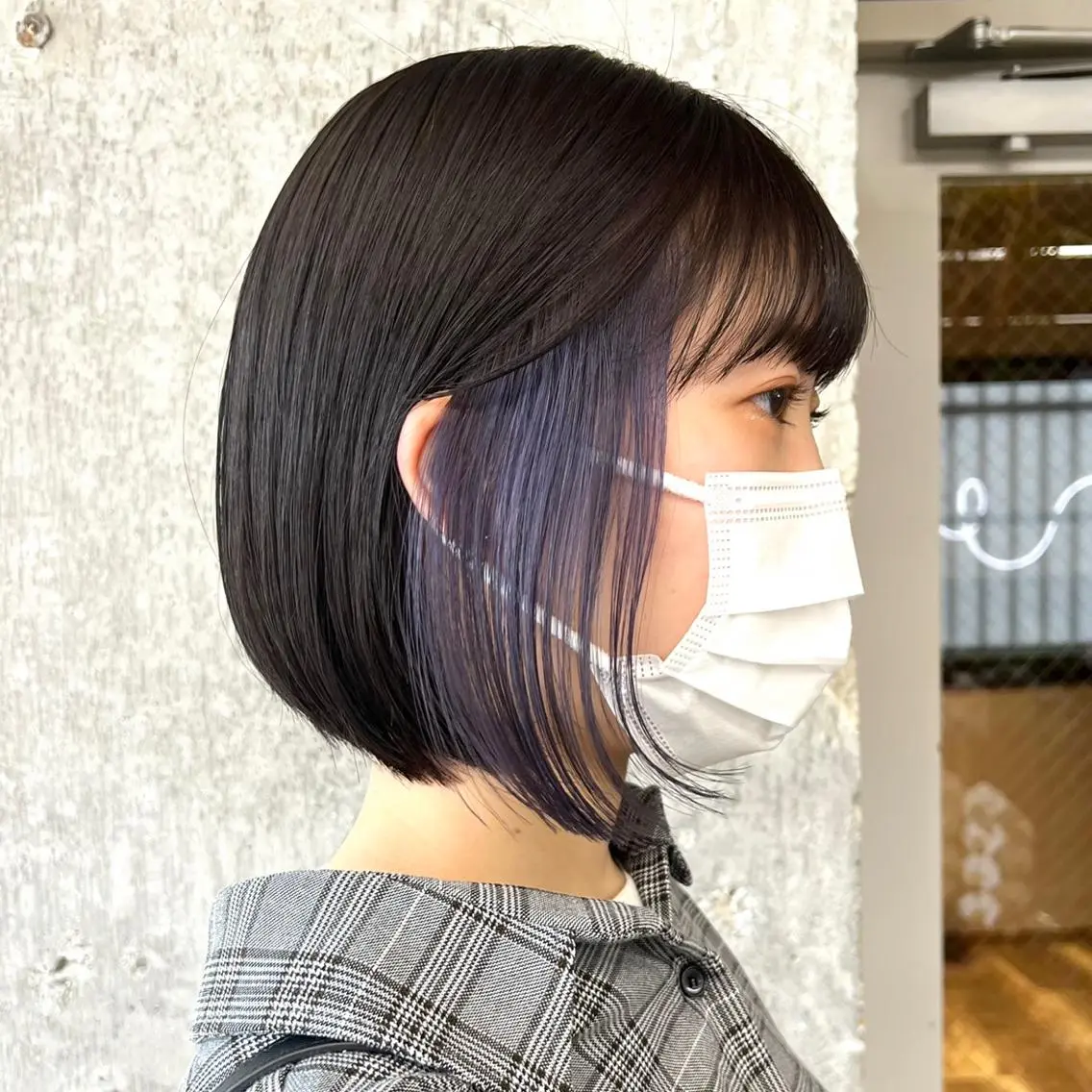 ミディアム カラー ブルーカラー ブルーラベンダー インナーカラー ラベンダーカラー レイヤー / メンズ 🇰🇷 細江 美紅のヘアスタイル