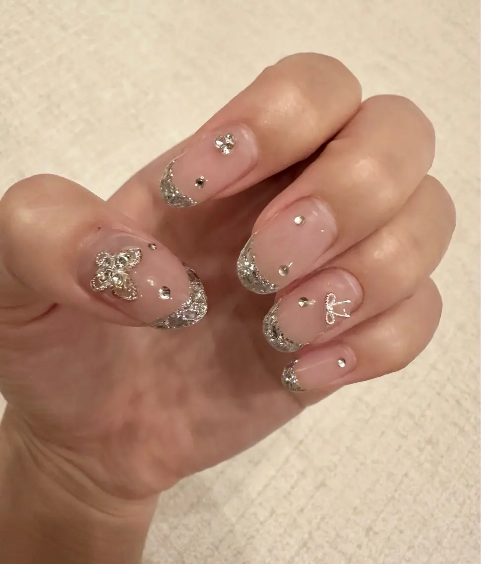 ネイル アートネイル べっ甲ネイル フレンチネイル ジェルネイル ガラスフレンチ Queeens nailのネイルデザイン