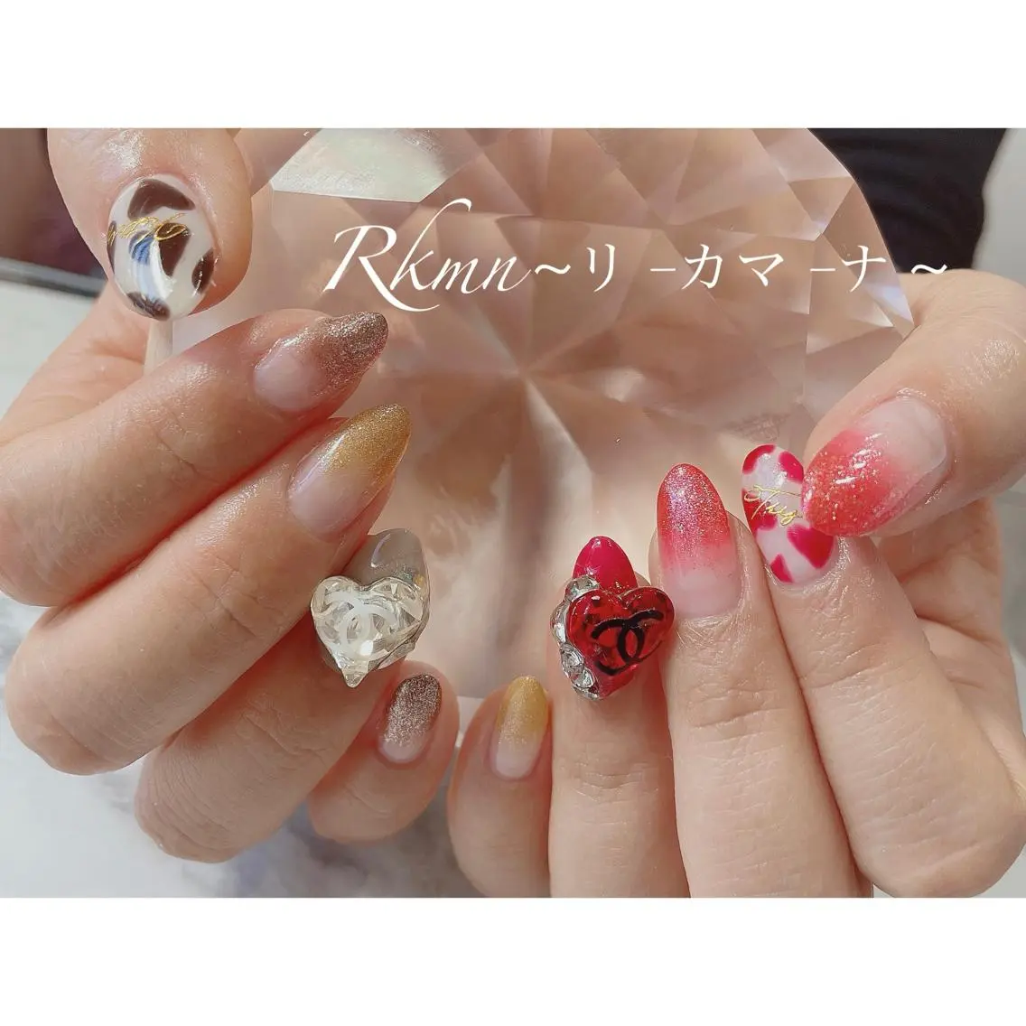 ネイル アートネイル ハート 春ネイル バレンタイン ハンドネイル フットネイル ハンドケア Rkmn ~リ-カマ-ナ~のネイルデザイン