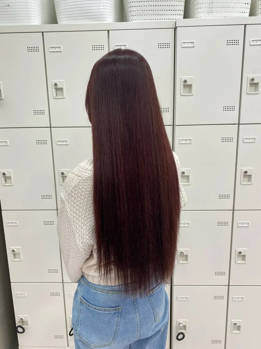 ロング カラー ヘアカラー トリートメント 💖似合わせカラー レイヤー💖縮毛矯正のヘアスタイル