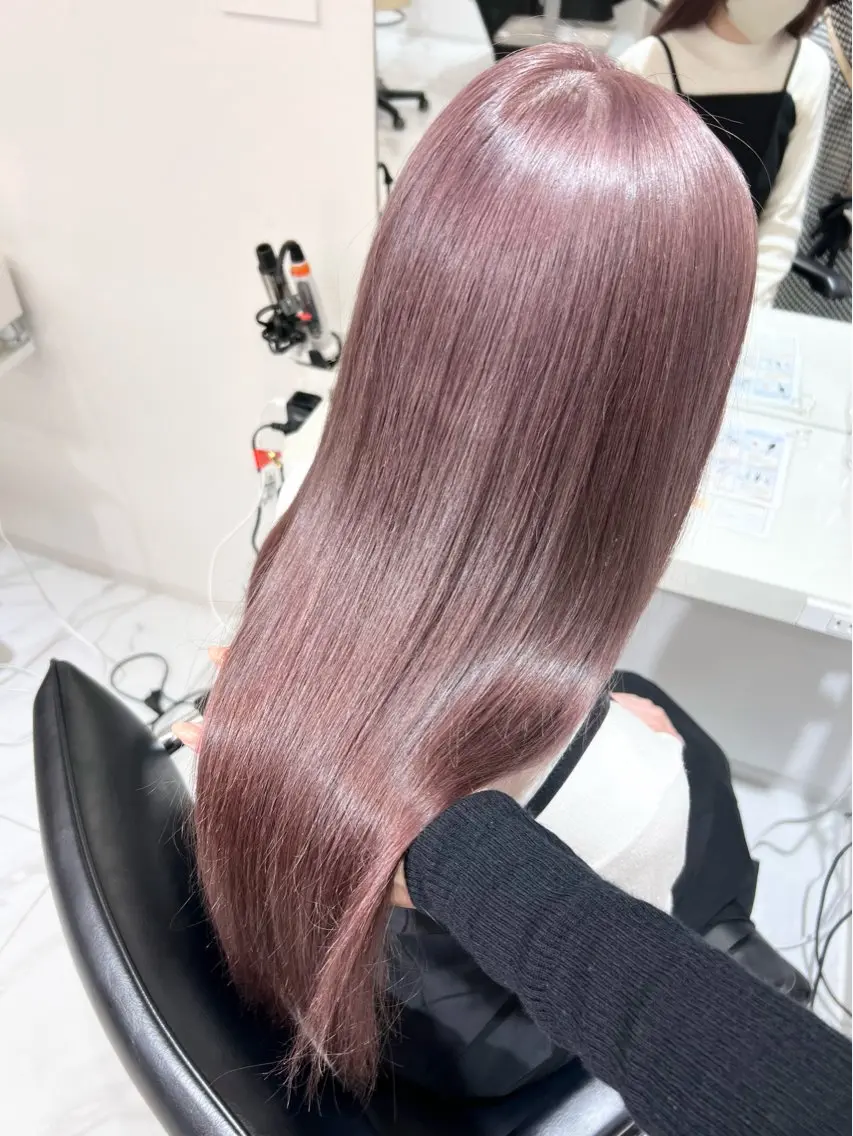 【🫧艶髪メニュー🫧】艶々カラー+髪質改善ケアストレート✨2step保湿トリートメント付✨¥25300→¥16980の写真