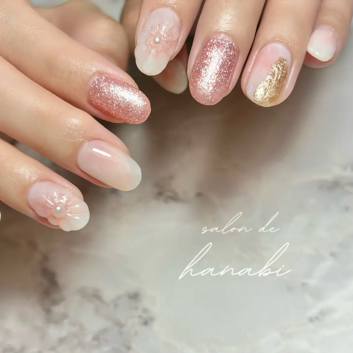 ネイル フラワーネイル ニュアンスネイル salon de hanabi八王子のネイルデザイン