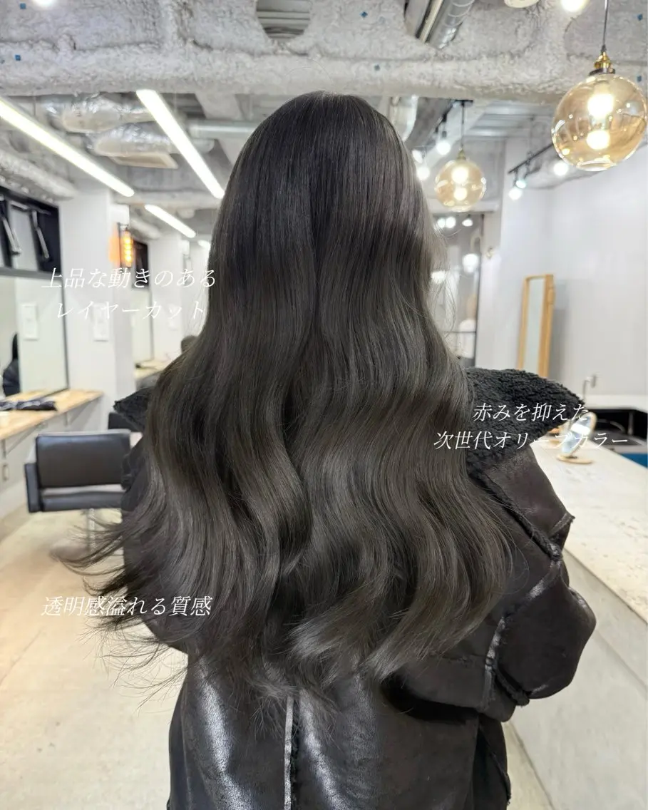 ロング カラー 透明感カラー グレージュ オリーブグレージュ オリーブグレー 韓国風ヘア カット ヘアカラー トリートメント 韓国ヘア🫧 KAZUTOのヘアスタイル