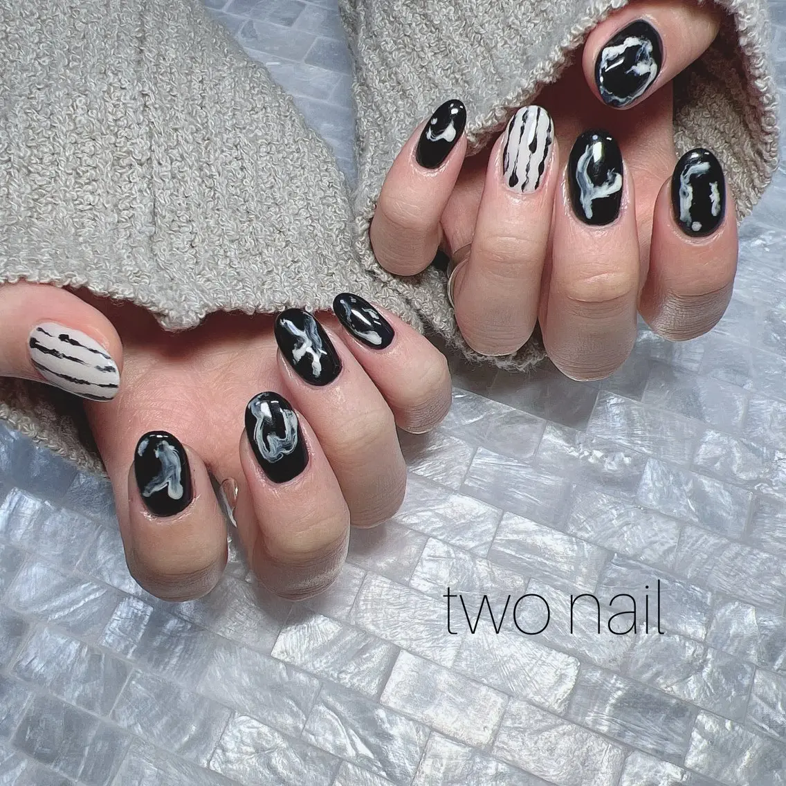 ネイル アートネイル ネイルチップ ホワイト ハンドネイル two nailのネイルデザイン