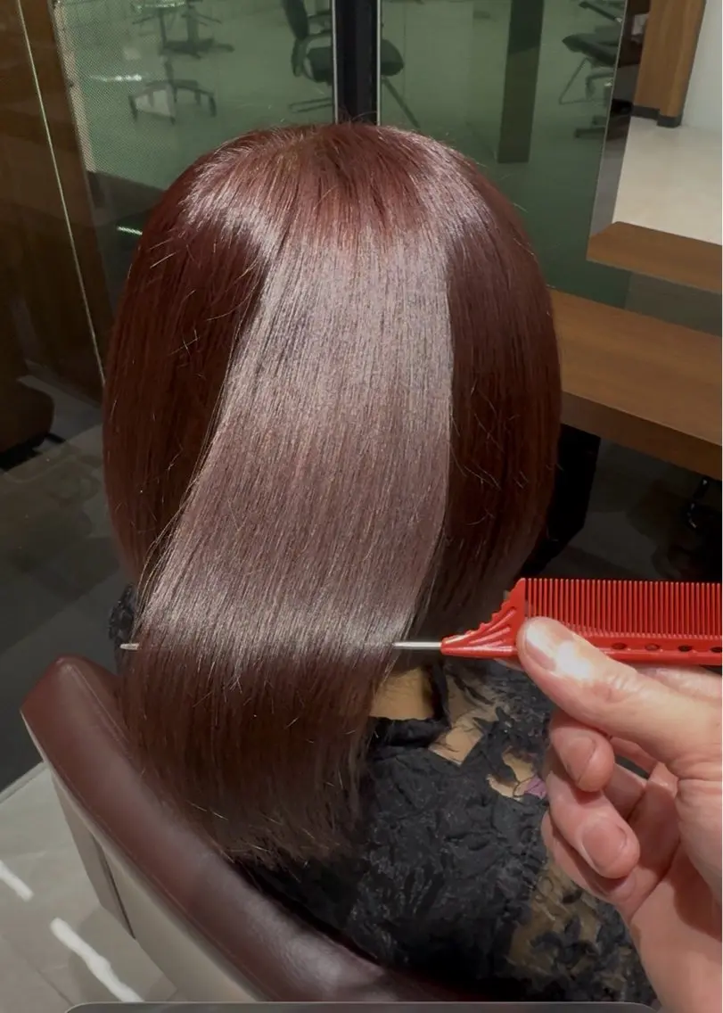 ミディアム カラー ブリーチ ブラウンカラー ブリーチなしカラー レッドカラー レッドブラウン ヘアカラー メンズパーマ/ ハイトーン/宗形建哉のヘアスタイル