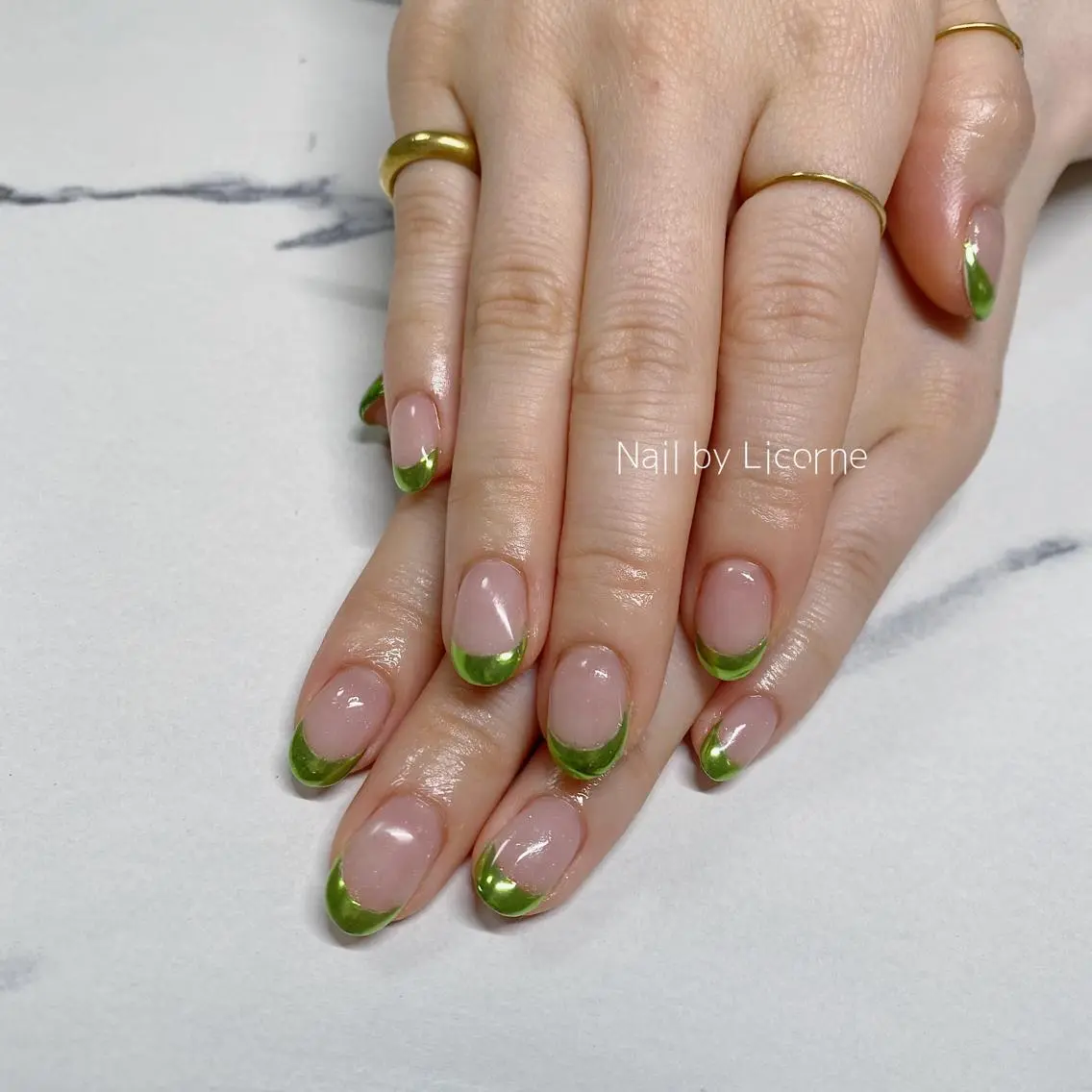 ネイル アートネイル オーロラネイル フレンチネイル 氷ネイル・うるうるネイル マグネットネイル ハンドネイル Nail by Licorneのネイルデザイン