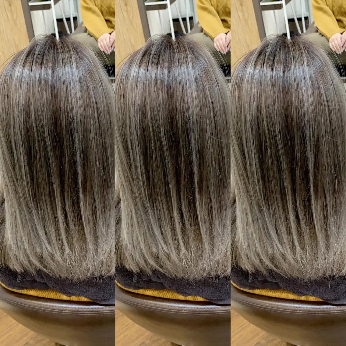 ミディアム カラー パーマ ヘアアレンジ バレイヤージュ シルバー 外国人風カラー レイヤーカット APSEE メンズカラー特化のヘアスタイル