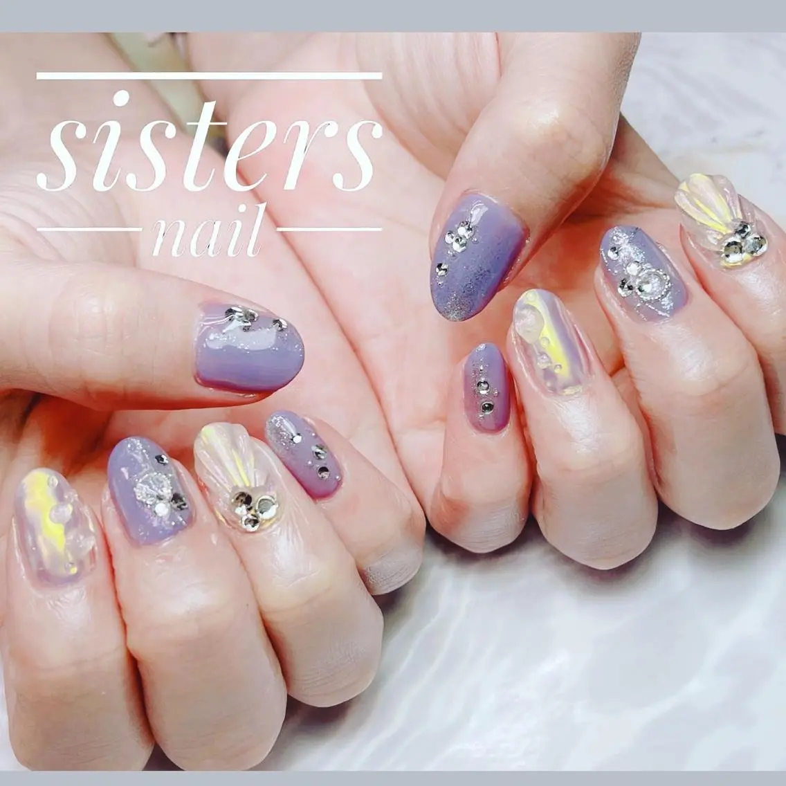 ネイル アートネイル オーロラネイル オフィスネイル パープル 夏ネイル sisters nail.fのネイルデザイン