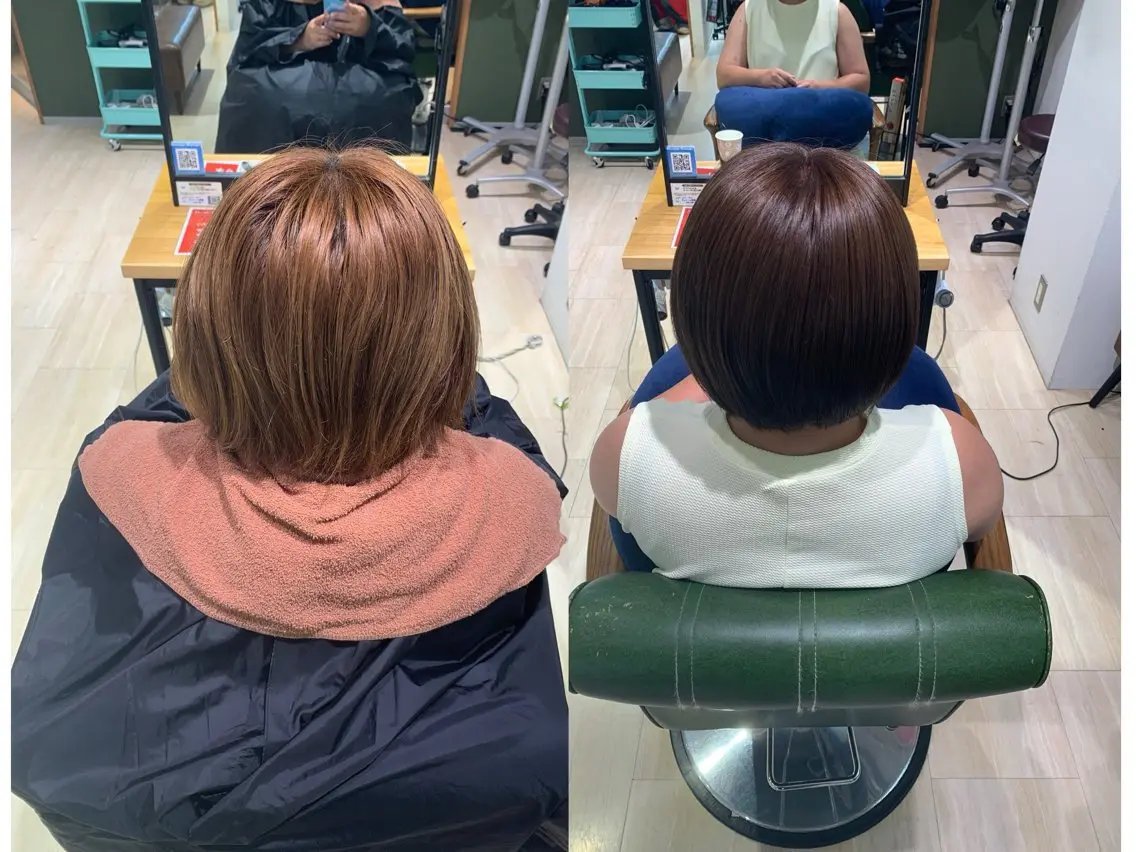 ショート カラー アッシュ ダブルカラー ラベンダーカラー ラベンダーアッシュ オレンジ パラッチ MIKAのヘアスタイル