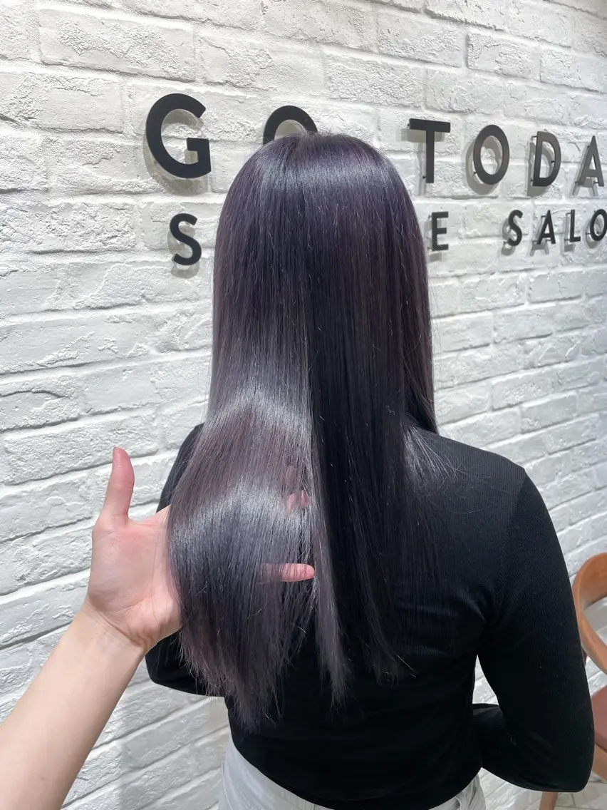 ロング カラー ブリーチ ラベンダーカラー トリートメント ヘアカラー miyu 美髪縮毛矯正𓂃꙳⋆のヘアスタイル