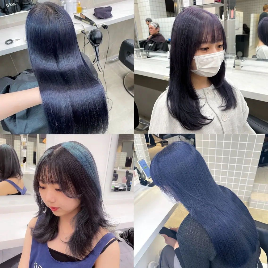 セミロング カラー ブリーチ ブルーカラー ブルーラベンダー ケアブリーチ ラベンダーカラー 抜け感レイヤー︴ ニュアンスカラーのヘアスタイル