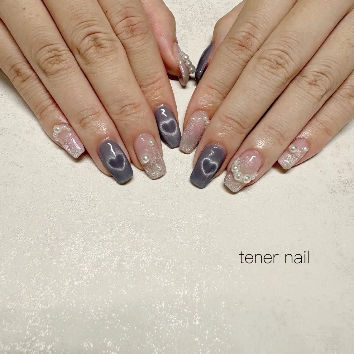 ネイル ハート マグネットネイル ハンドネイル テネルネイル tener nailのネイルデザイン