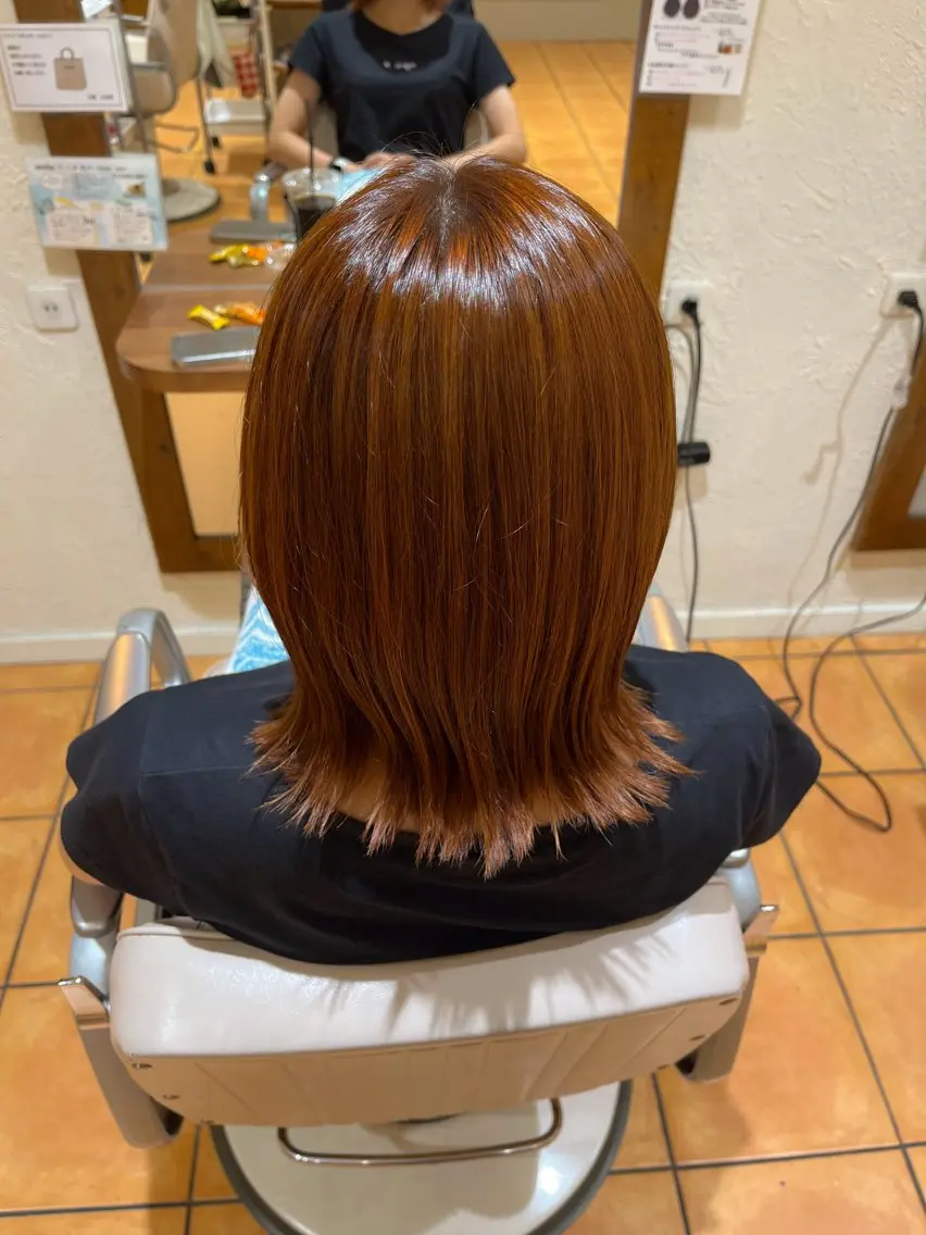 ミディアム カラー オレンジ ピンクカラー ほそや うらら / モデル募集中🌹のヘアスタイル