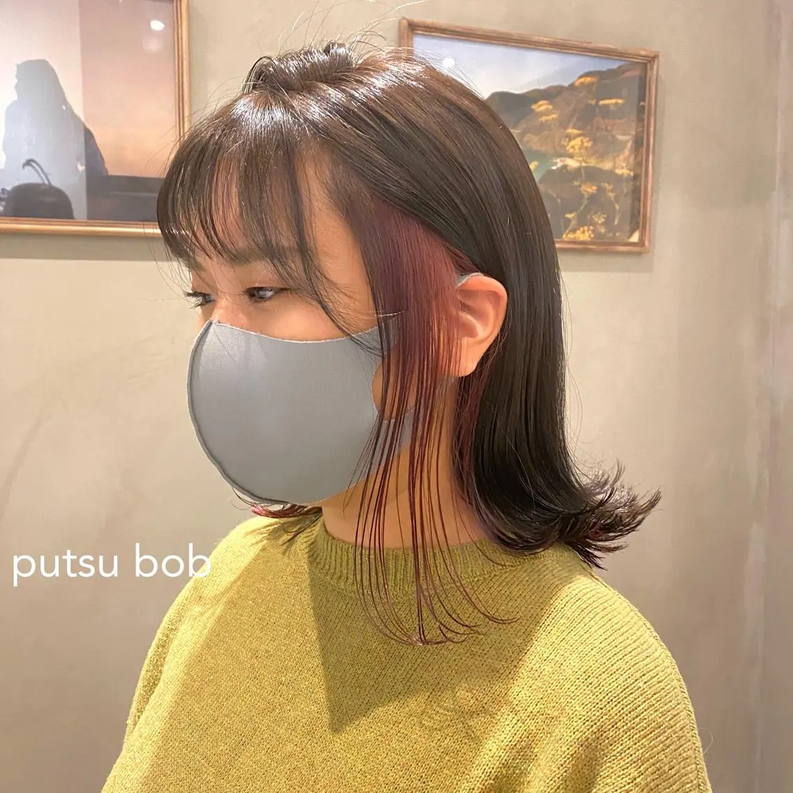 ショート カラー 切りっぱなしボブ イヤリングカラー ボブ レイヤーカット 暖色カラーayuのヘアスタイル