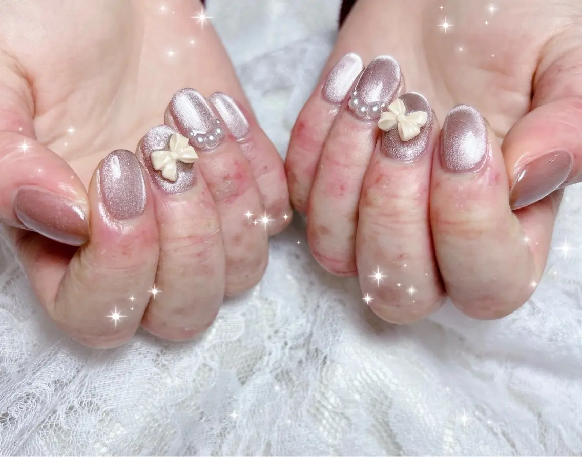 ネイル ブラウン マグネットネイル マグネットワンカラー ワンカラーネイル ハンドネイル FLARE NAIL フレアネイルのネイルデザイン