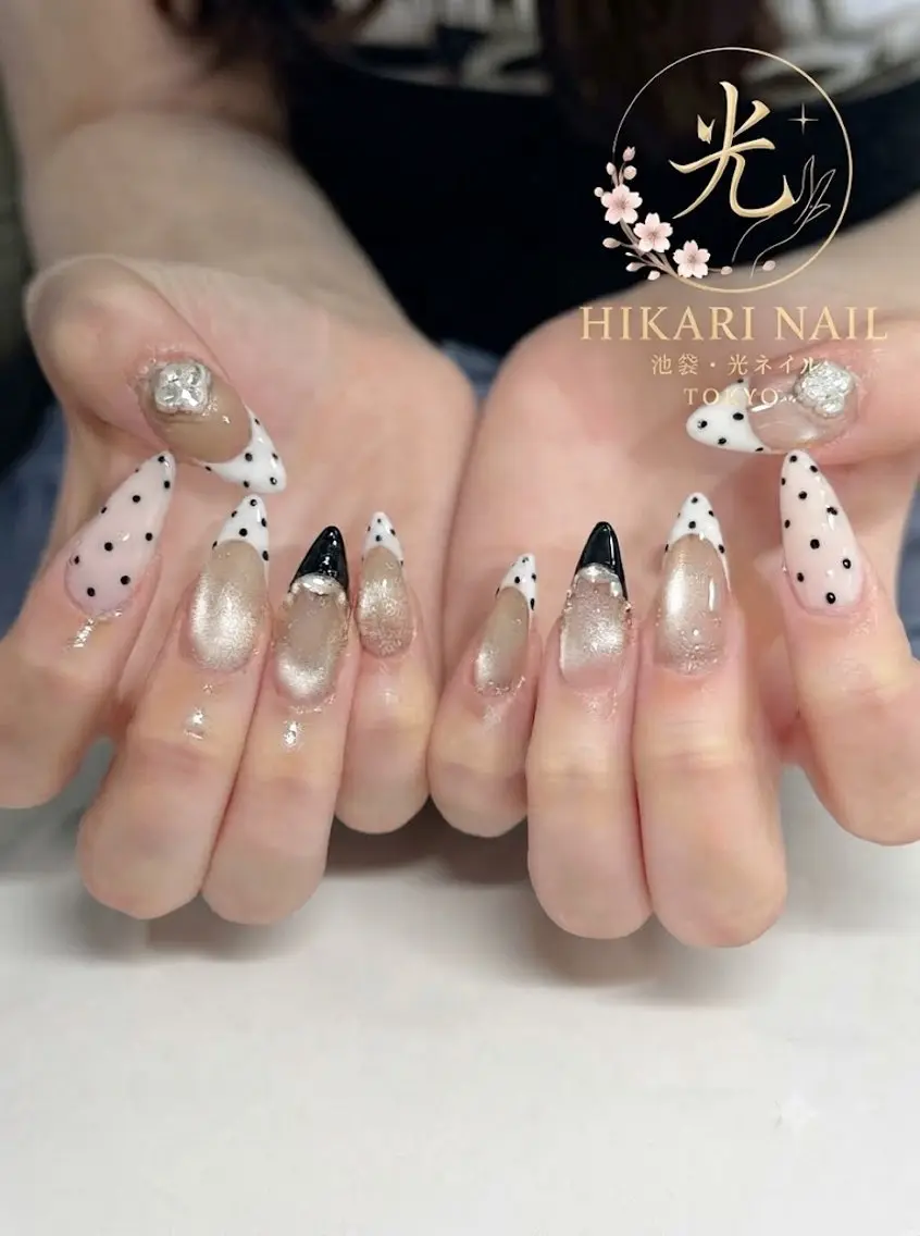 ネイル チークネイル 長さ出し フレンチネイル ガーリー ハロウィン ハンドネイル HikariNail Ikebukuroのネイルデザイン