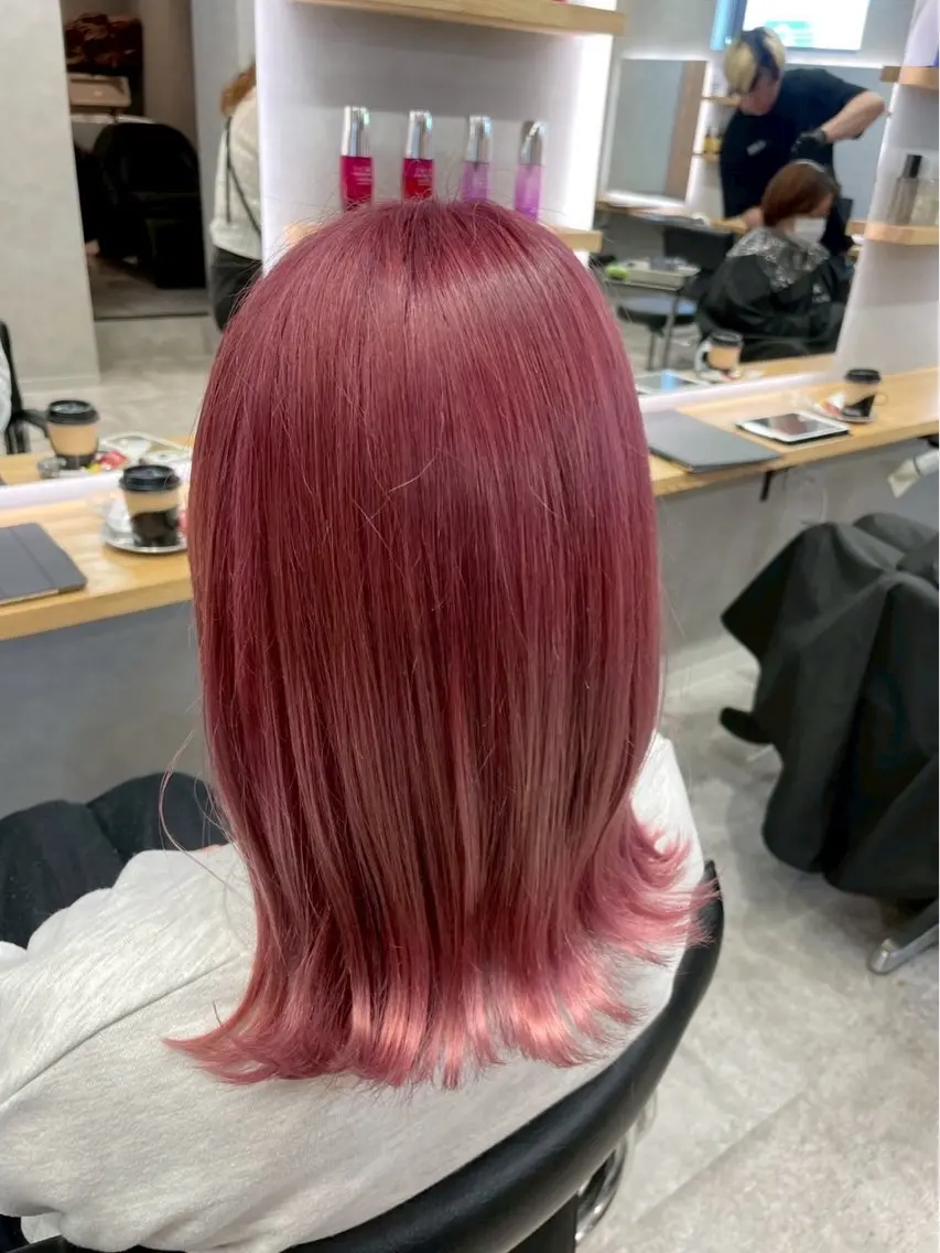 ミディアム カラー ヘアカラー 🎀HARU/ボブ/ セット/赤み消し🫧のヘアスタイル