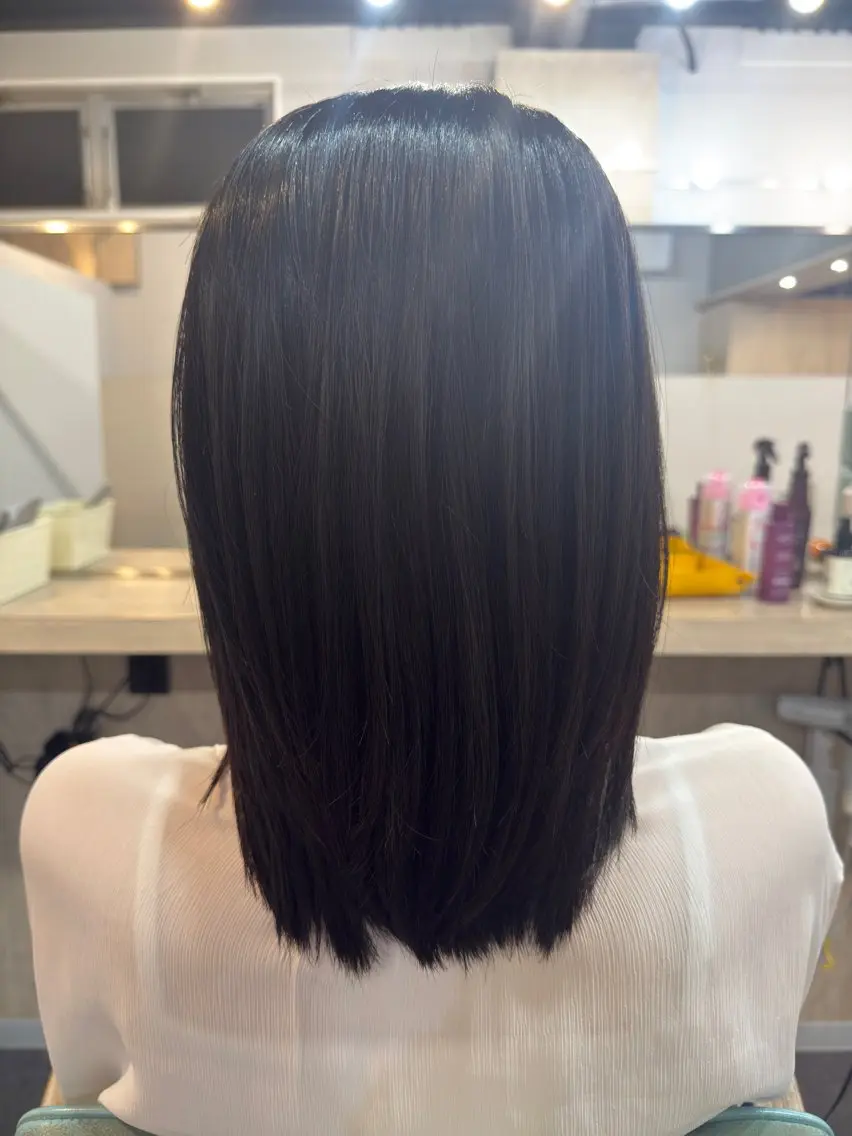 ミディアム 縮毛矯正 吉野 可林のヘアスタイル