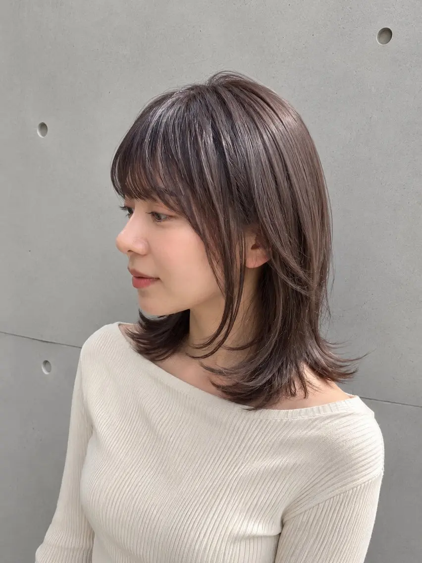 ミディアム カラー ミディアムレイヤー レイヤーカット 白髪ぼかし/レイヤー 表参道/ヒロキのヘアスタイル