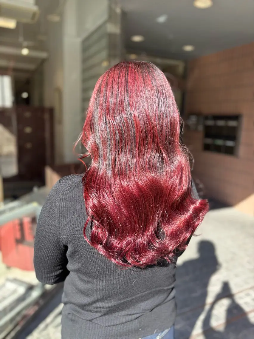 ロング カラー カット ヘアカラー トリートメント 🍒ブリーチカラー 🍊暖水 まりあのヘアスタイル