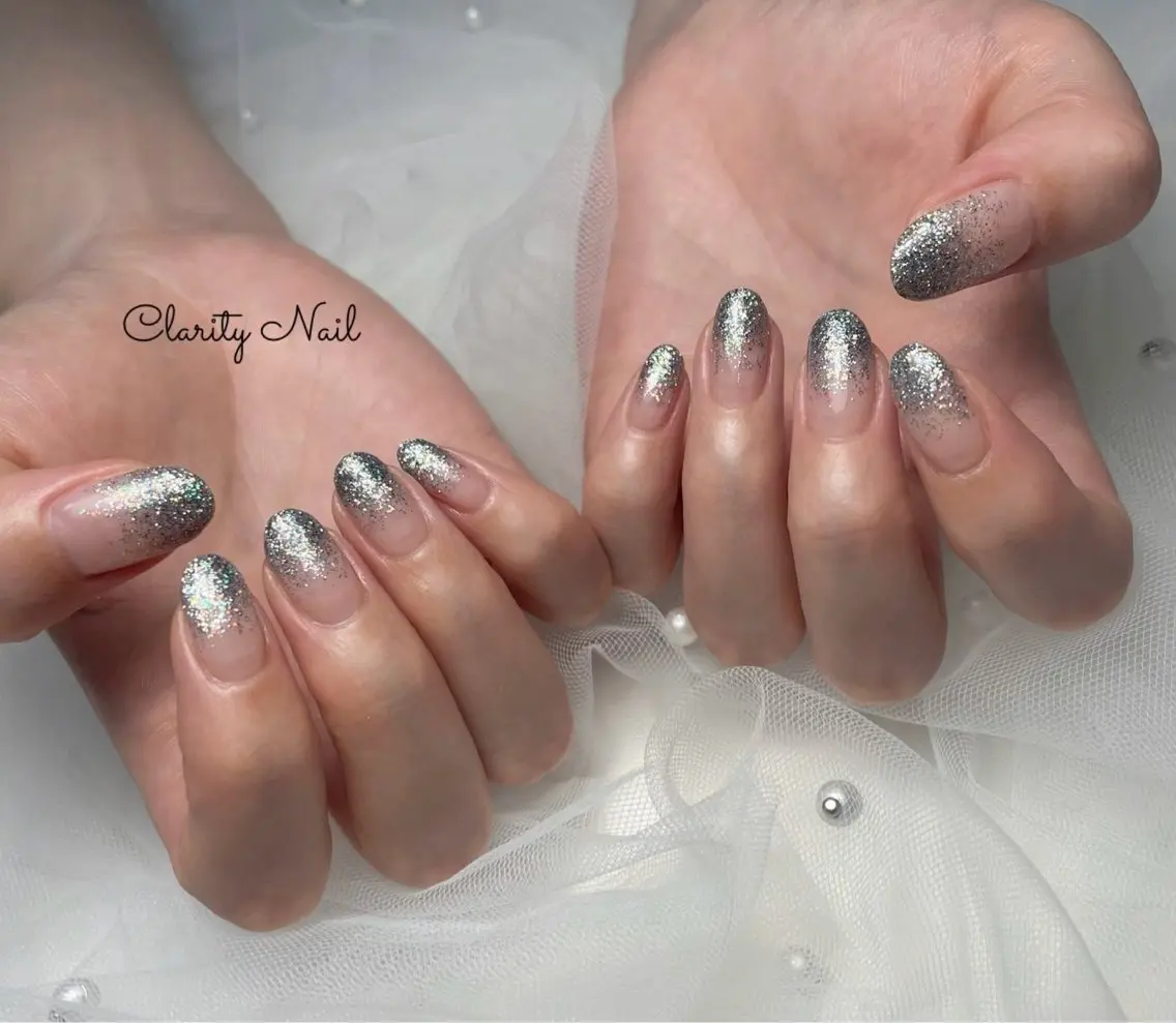 ネイル グラデーション ラメ(グリッター) ラメグラデーション ハンドネイル Clarity Nailのネイルデザイン