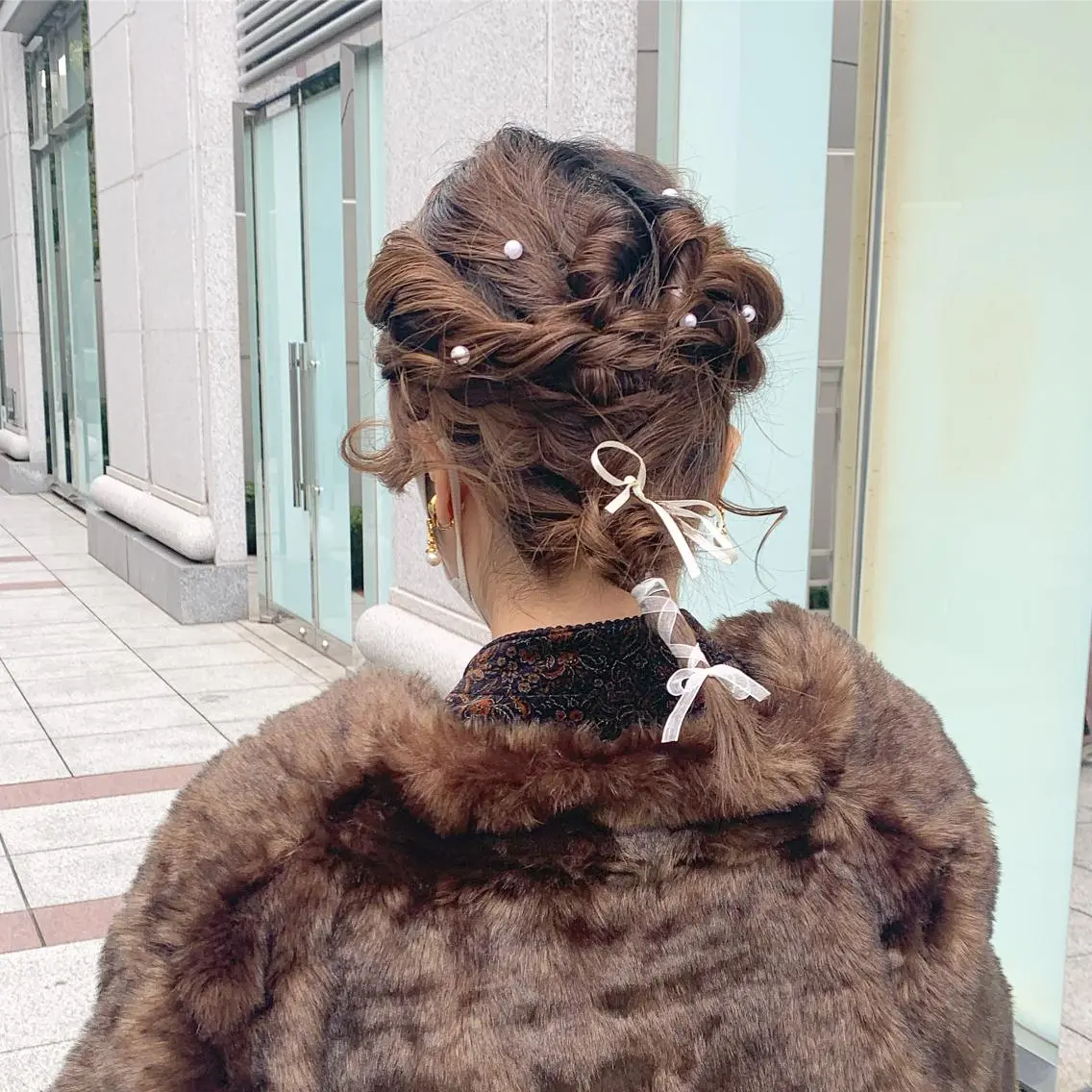 セミロング ヘアアレンジ 🎀暖色カラー🎀 ♡yurika♡のヘアスタイル