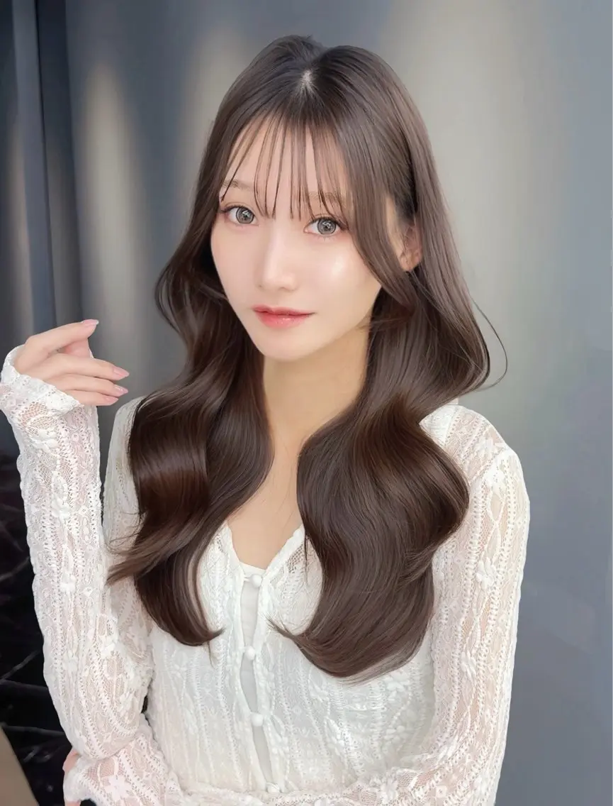 ロング カラー グレージュ 韓国風ヘア レイヤーカット カット ヘアカラー ♦ブリーチなしカラー ×レイヤー♦中島良太のヘアスタイル