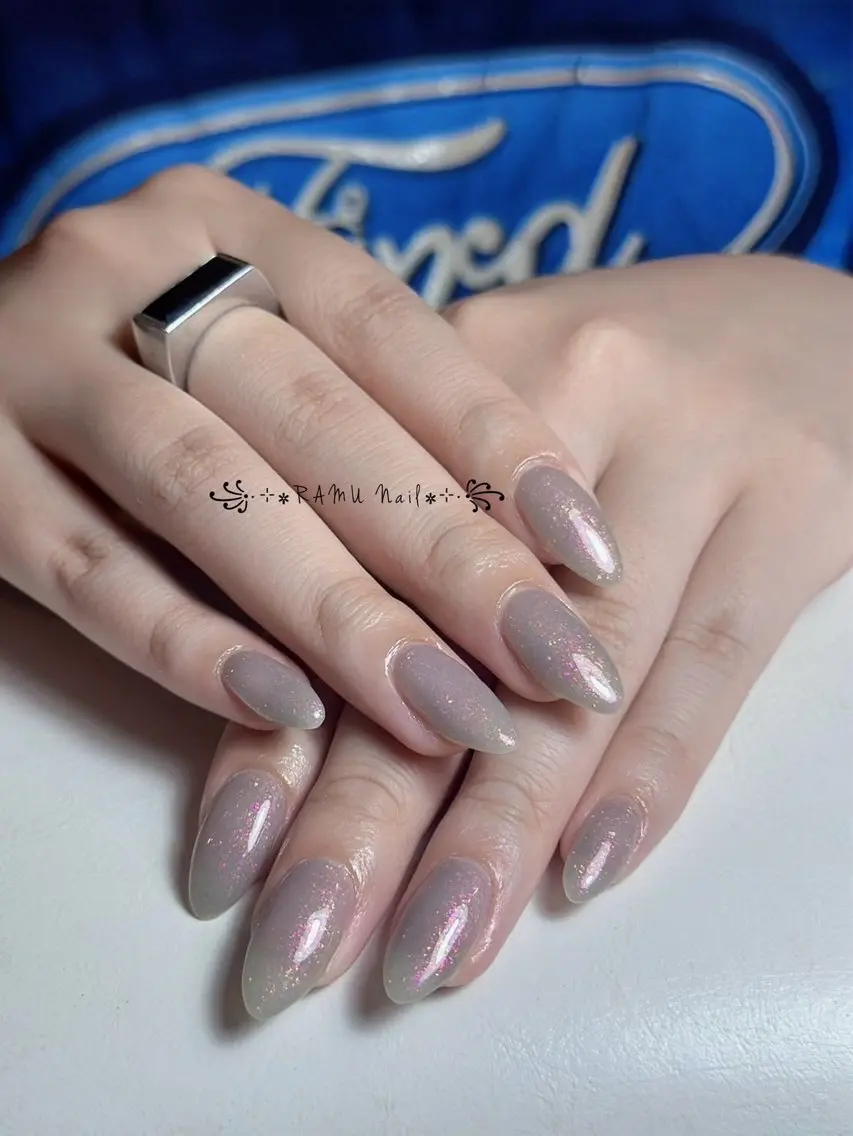 ネイル キラキラネイル マグネットネイル ミラーネイル ピンク 夏ネイル ハンドネイル RAMU Nail 恵比寿店のネイルデザイン