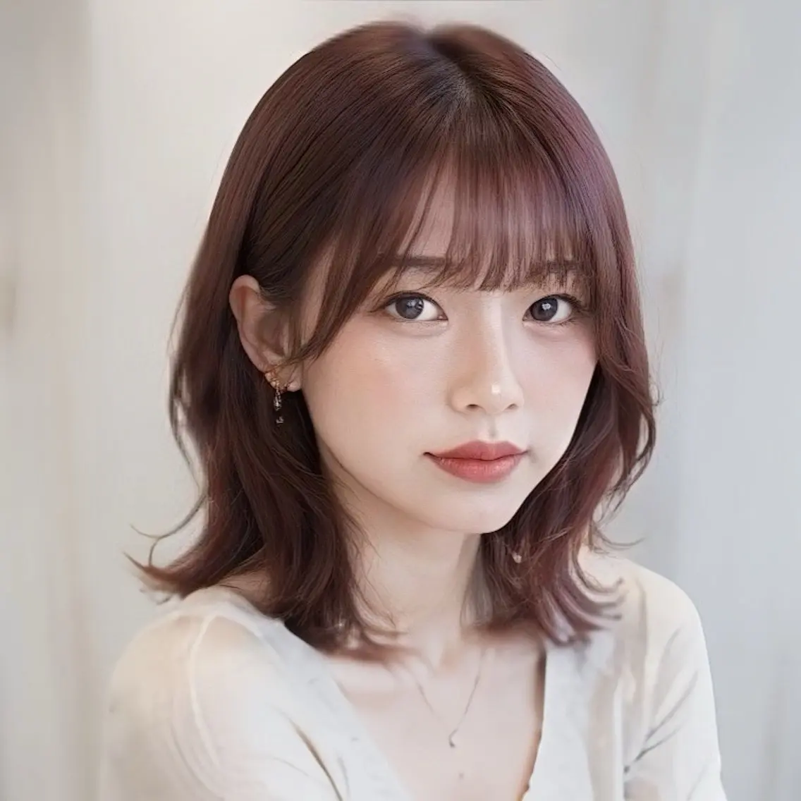 ミディアム カラー 縮毛矯正/レイヤー/ 前髪カット/おばかんのヘアスタイル