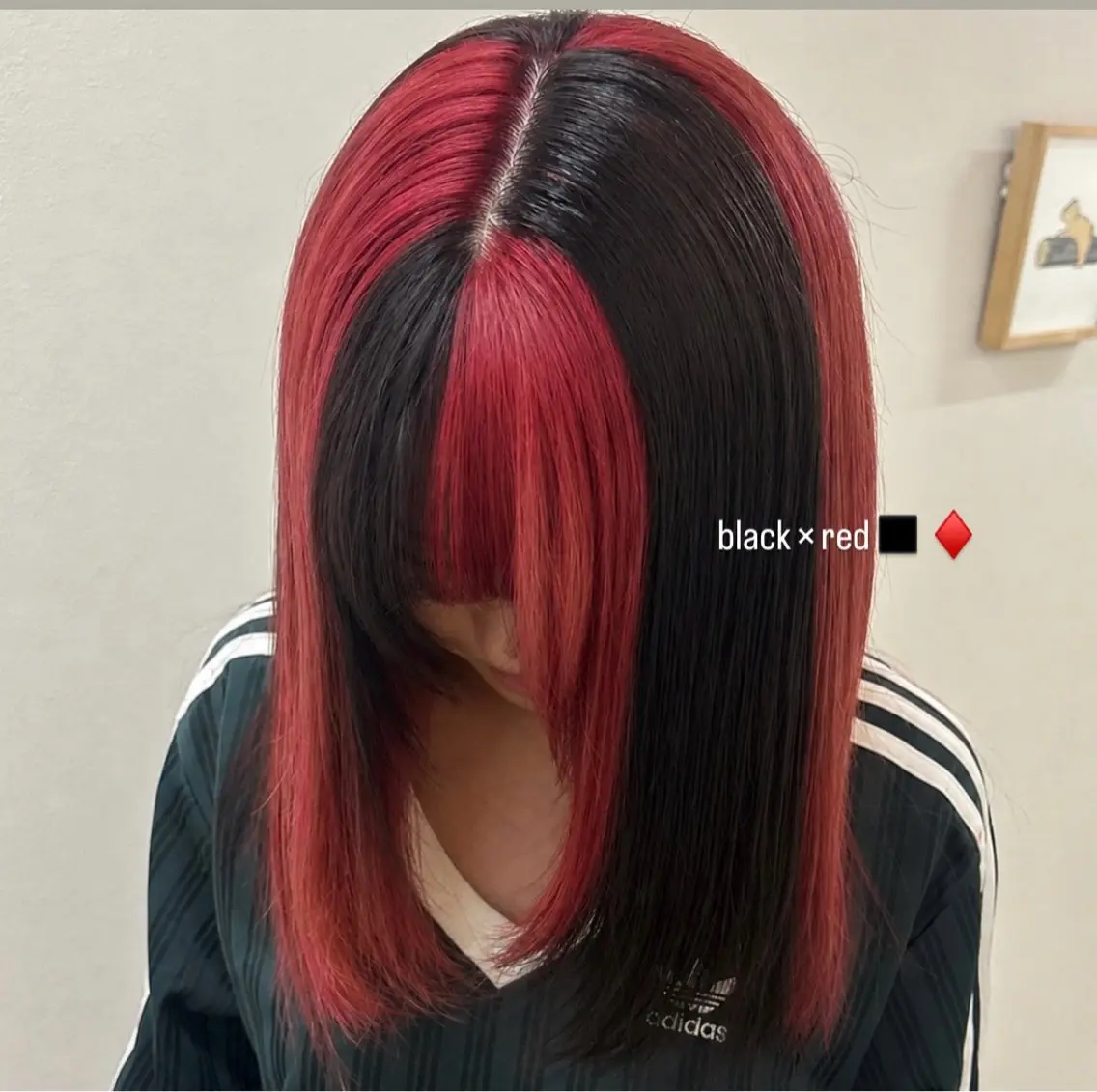 ミディアム カラー 黒髪 デザインカラー レッドカラー ヘアカラー 透明感カラー/艶髪/ 髪質改善/YUI🫧のヘアスタイル