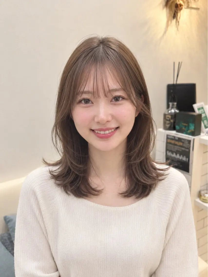 ミディアム パーマ ヘアアレンジ カット 堀井 凌平のヘアスタイル