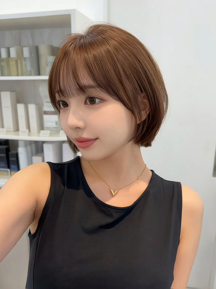 ショート カット ヘアカラー トリートメント City/louwe 韓国レイヤーカットのヘアスタイル