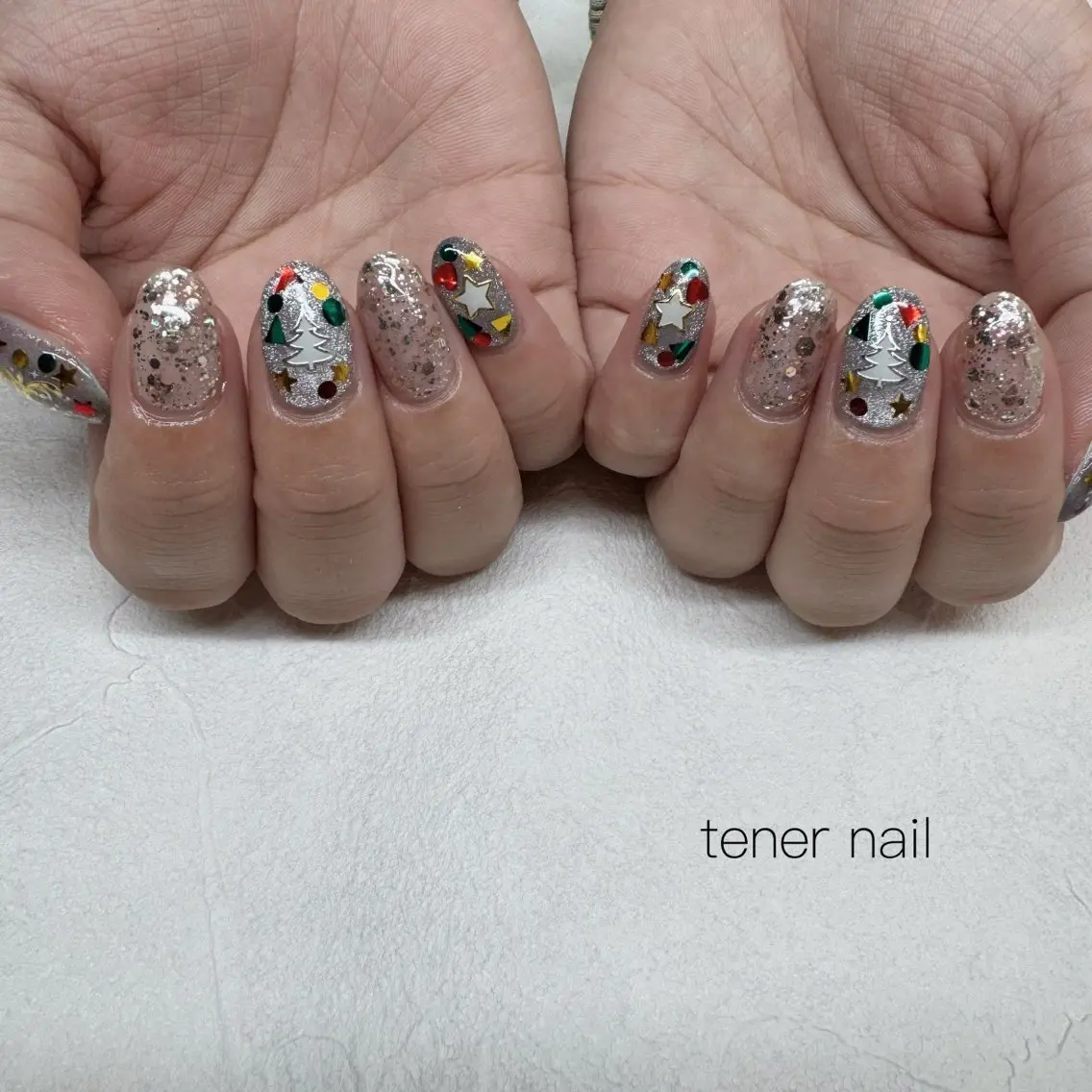 ネイル クリスマス ハンドネイル テネルネイル tener nailのネイルデザイン