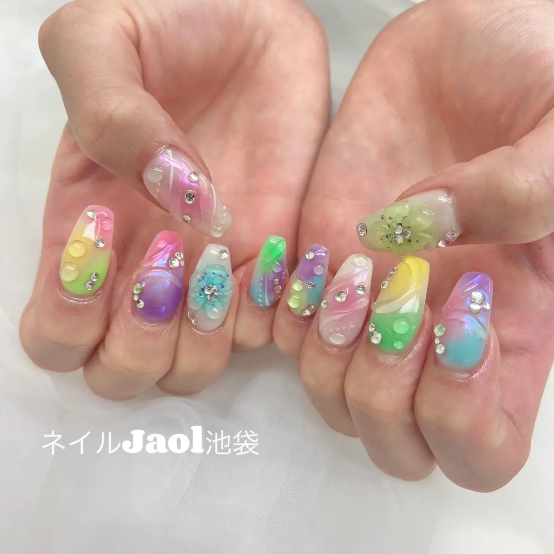 ロング 韓国風ヘア ネイルJaol 池袋のネイルデザイン
