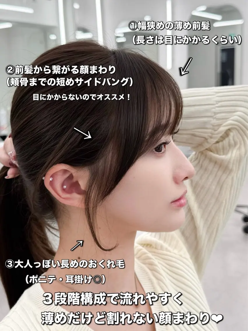 セミロング カット 割れない顔まわり× 小顔補正レイヤー難波のヘアスタイル