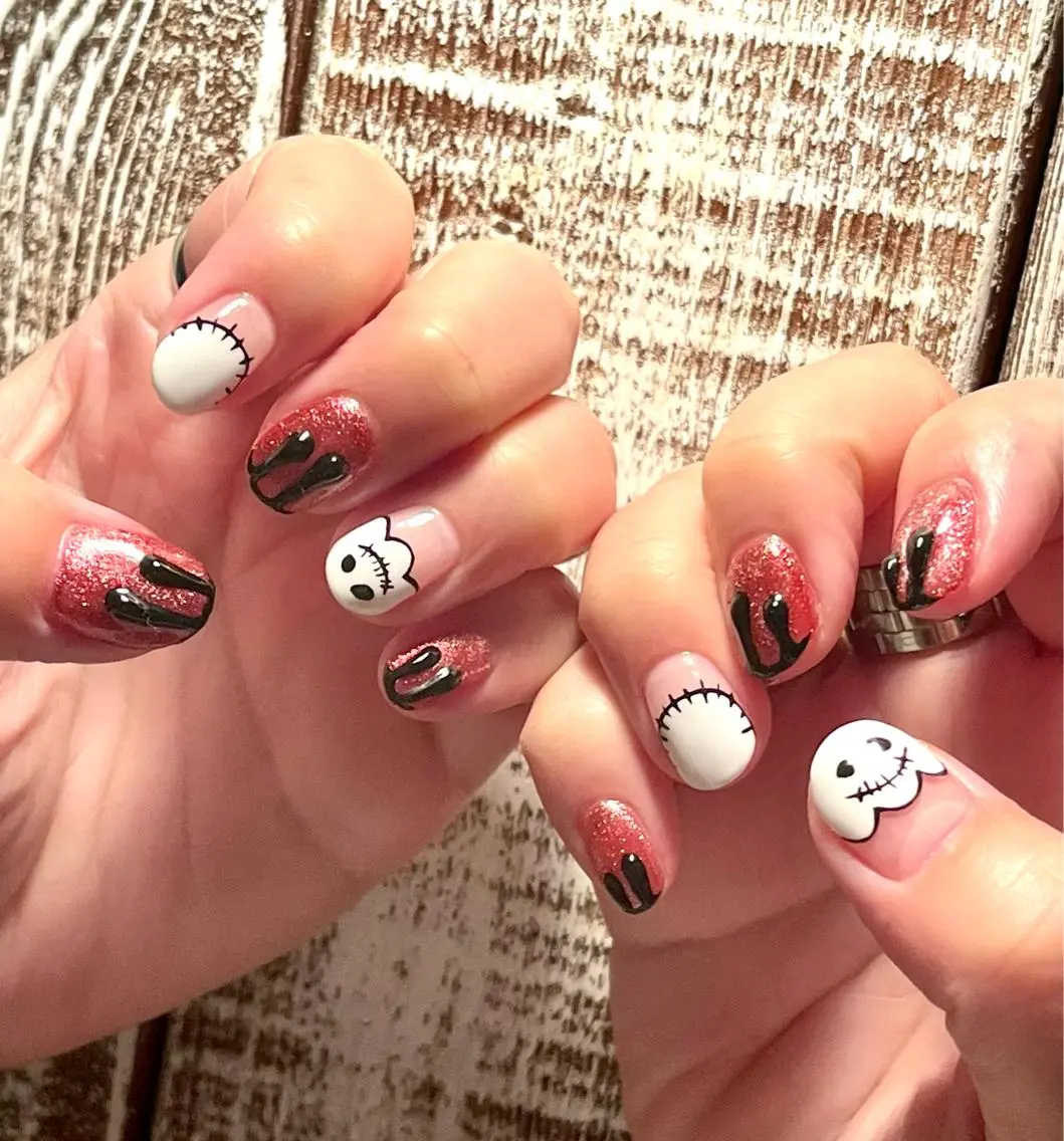 ネイル ハロウィン マグネットネイル ハンドネイル フットネイル Para Sol nail Maoのネイルデザイン
