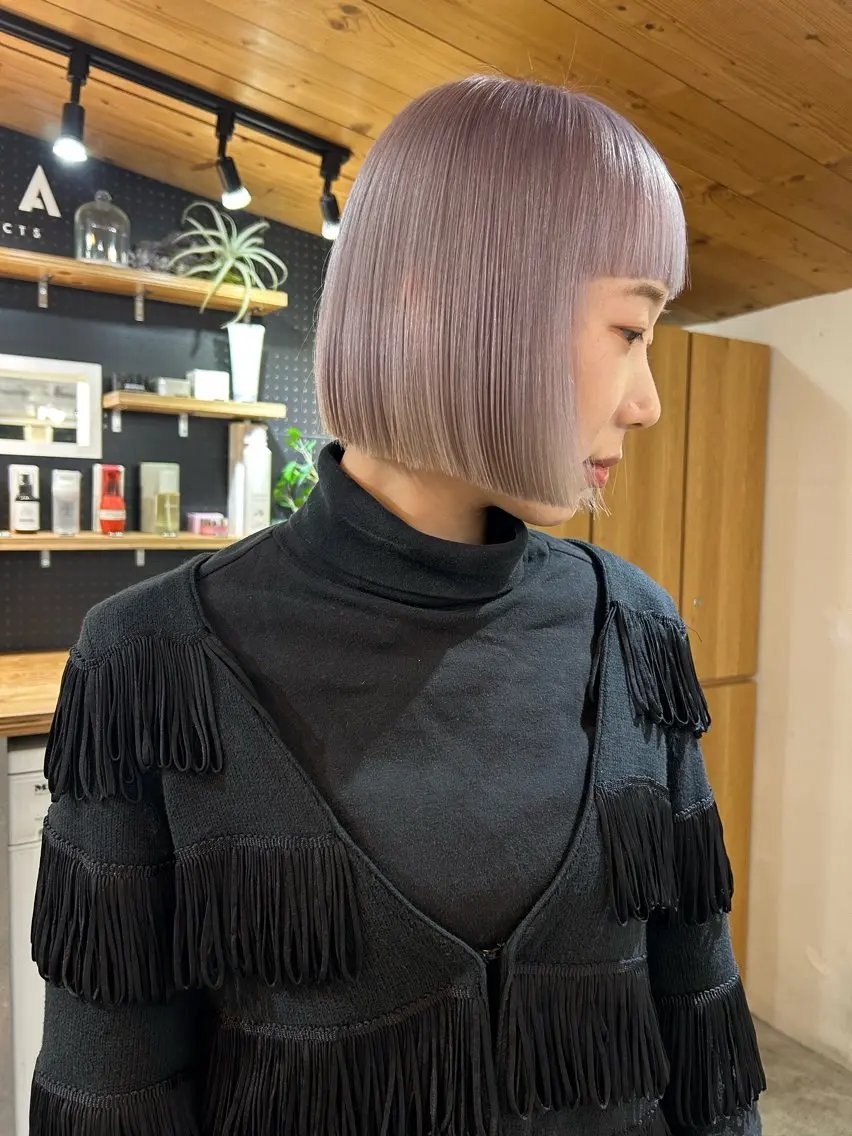 ショート カラー ボブ カット ヘアカラー トリートメント 🧸艶々韓国ヘア 🧁mizunaのヘアスタイル