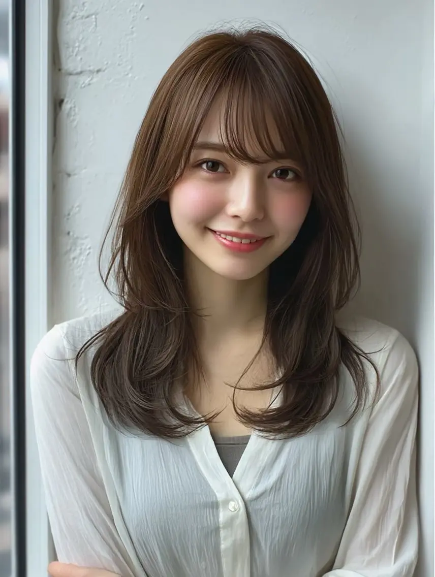 セミロング カラー 井ノ川 真奈美のヘアスタイル