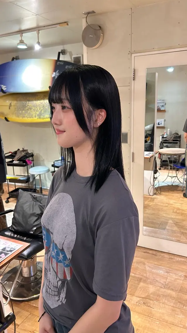 カラー 黒髪 ブルーカラー ブルーブラック ヘアカラー MANA /カラーモデル募集のヘアスタイル