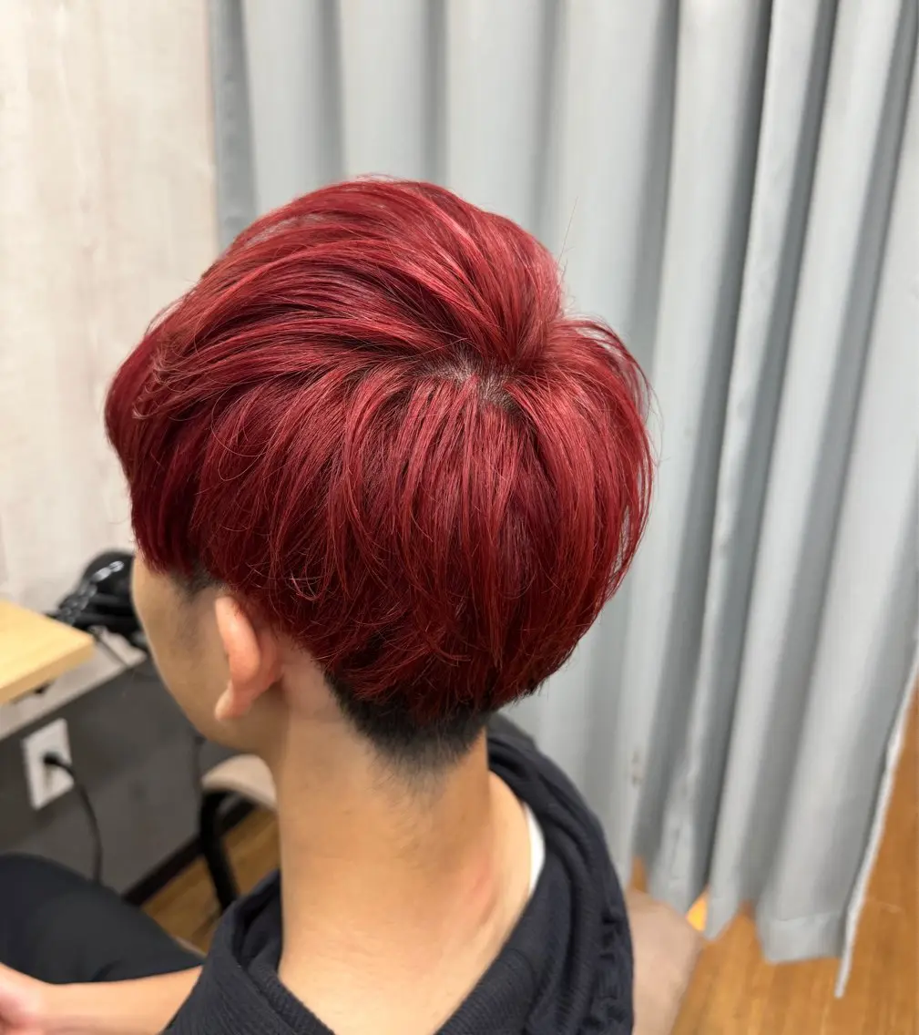 ショート カラー メンズ レッドカラー カット ヘアカラー TELA HAIR 幕張本郷店 澤田のヘアスタイル