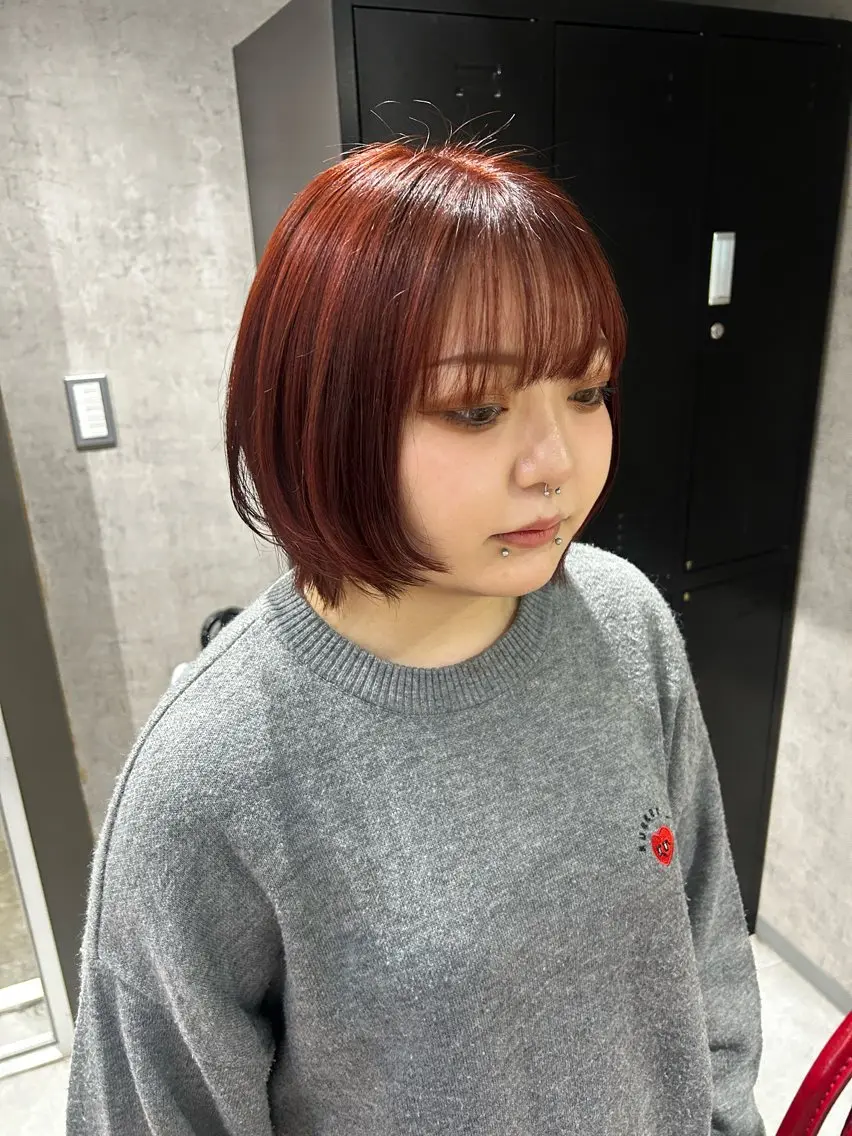 ショート カラー ボブレイヤー ボブ 顔周りカット レイヤーカット ショートヘア カット ヘアカラー 沼野 奈美/CREAMのヘアスタイル