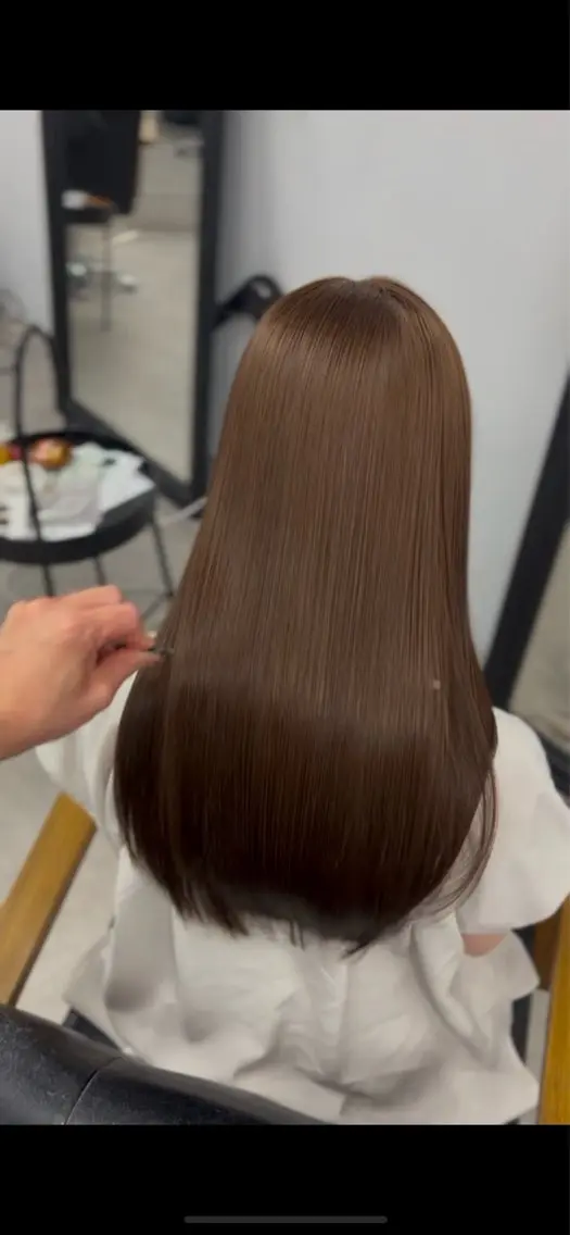 ロング 縮毛矯正 ヘアカラー 縮毛矯正 トリートメント クリヤマ ヒシギのヘアスタイル