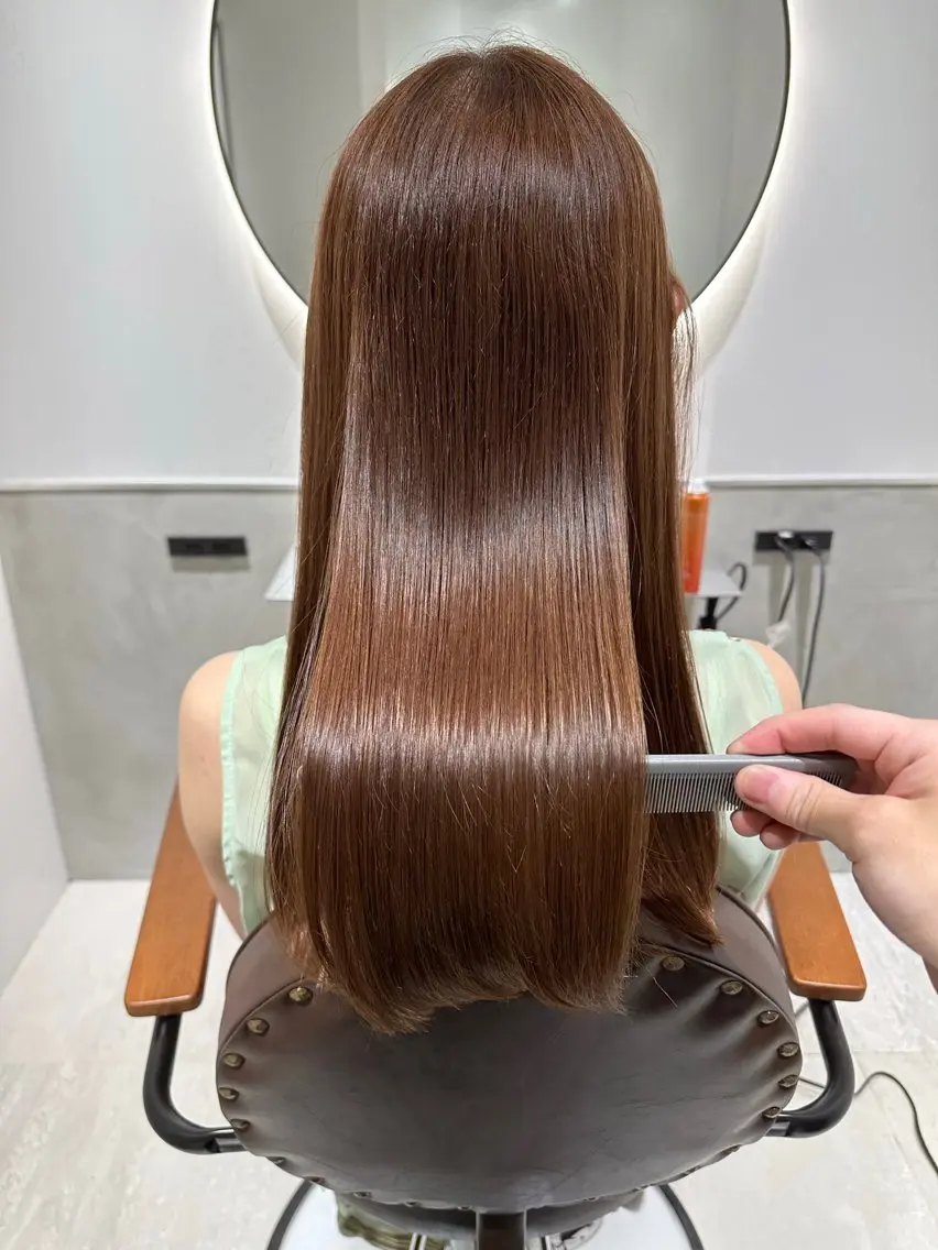 セミロング カラー 髪質改善 縮毛矯正 トリートメント カット ヘアカラー 縮毛矯正 髪質改善 縮毛矯正/ レイヤー/銀座/本木のヘアスタイル