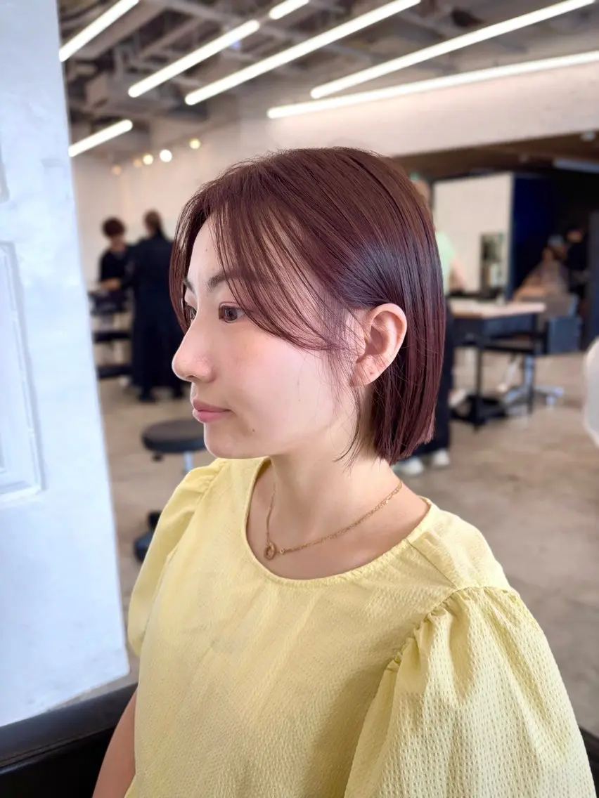 ショート カラー ブリーチ ダブルカラー ブリーチなしカラー レッドカラー ボブ カット ヘアカラー トリートメント 顔まわり🥨レイヤー /透明感/水口舞奈のヘアスタイル