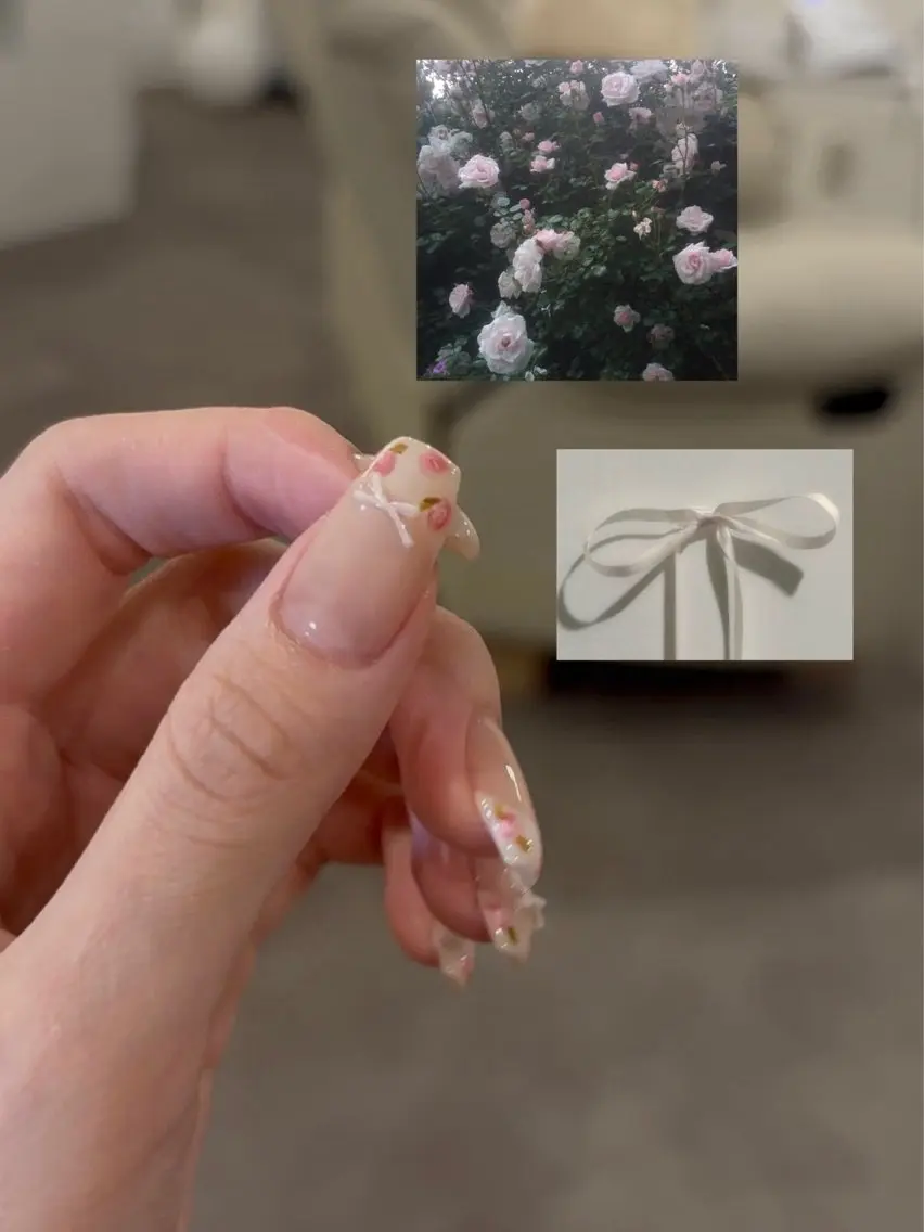 ネイル フレンチネイル リボン ハンドネイル sparkling mint_聖のネイルデザイン