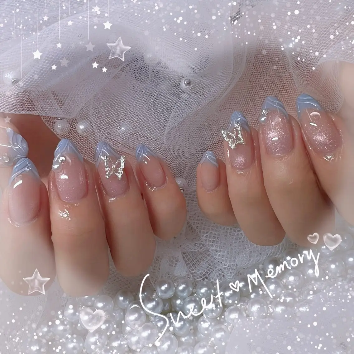ネイル チークネイル フレンチネイル ガーリー ガラスフレンチ グラデーション ハンドネイル ハンドケア Chill Nailsalonのネイルデザイン